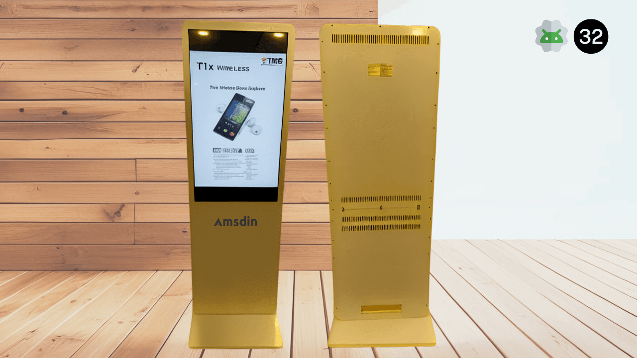 32 Inch Indoor Digital Display Standee with Gold Color