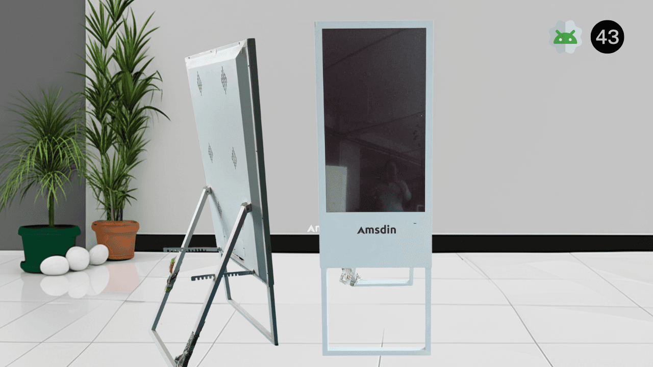 43 Inch Toughened Glass Indoor A-Frame Digital Advertising Standee