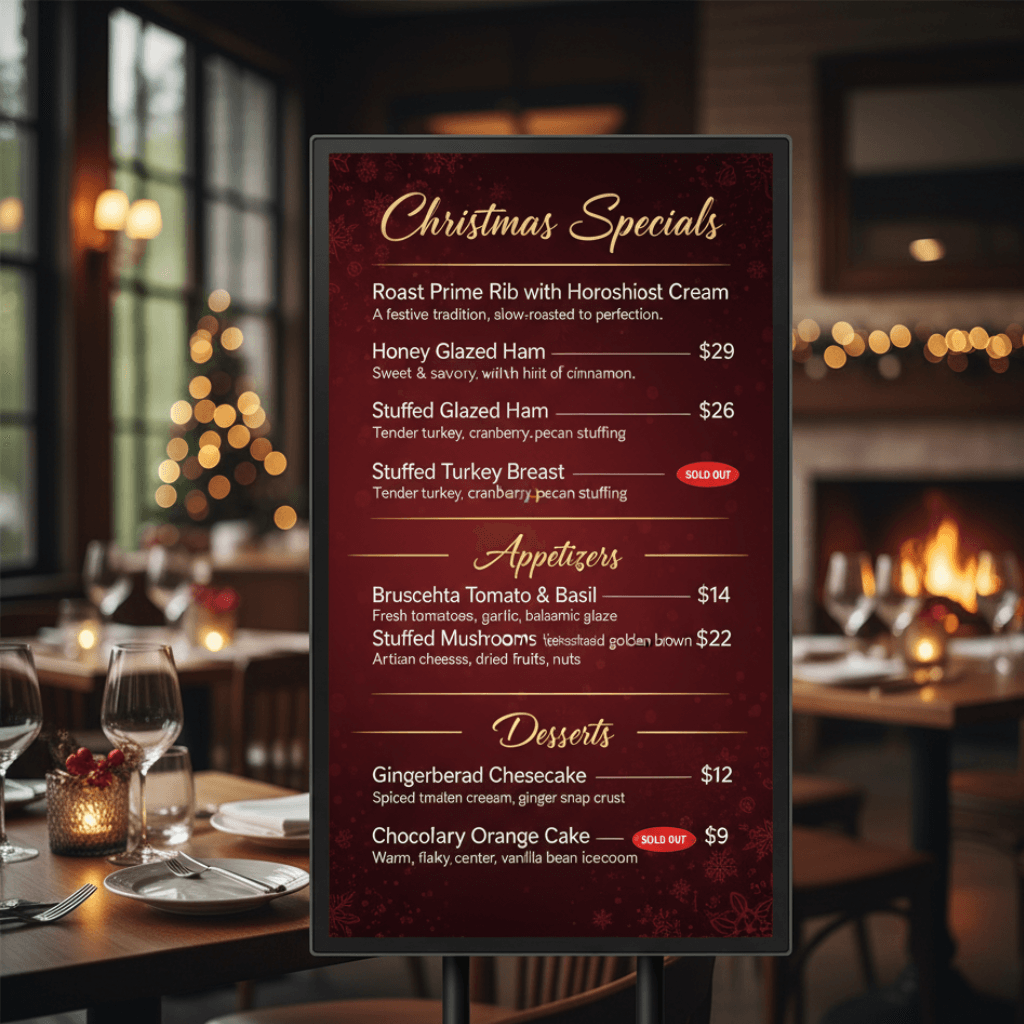 Modern Digital Menu Board Widget for Dynamic Restaurant Displays