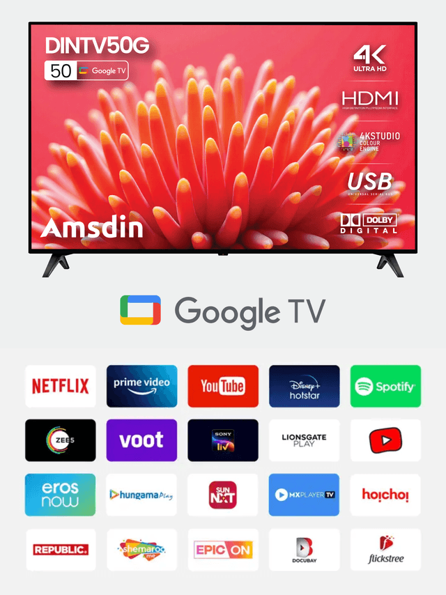 Image of AMSDIN 50-Inch 4K Ultra HD Smart LED Google TV