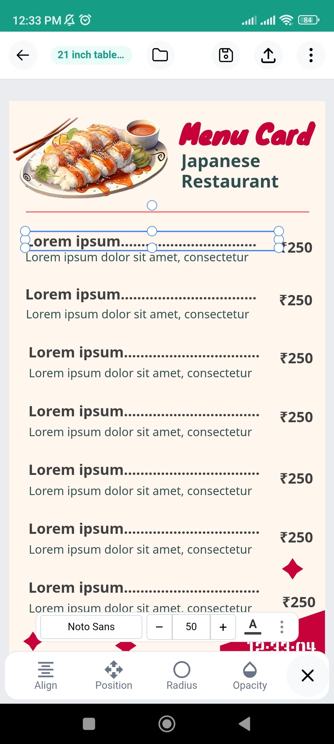 Design Studio App Editor Screen
